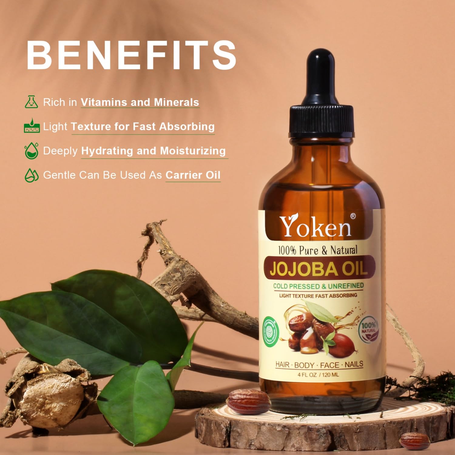 Yoken huile jojoba – soins corps et ongles, texture légère