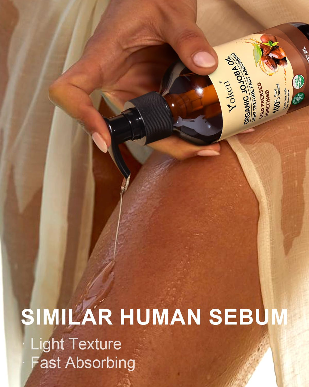 Utilisation polyvalente visage, cheveux et corps hydratés par l'huile Yoken
