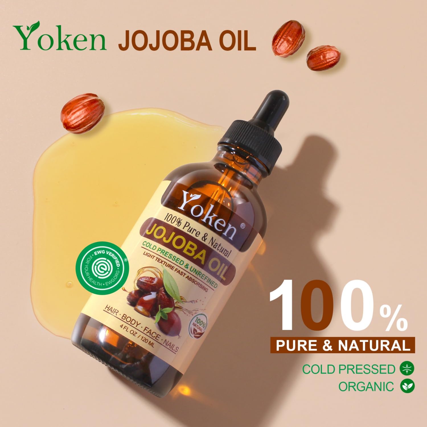 Huile de jojoba Yoken – visage et peau nourris, absorption rapide