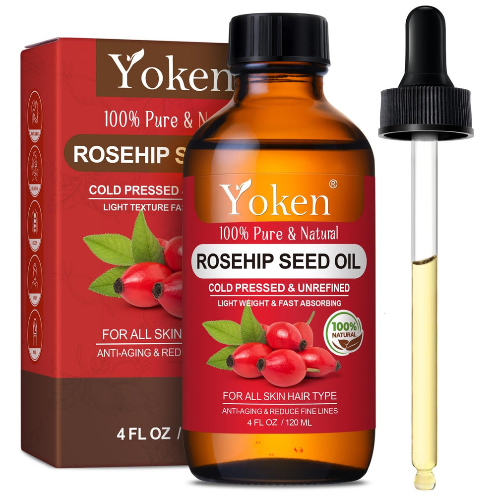 Yoken huile de rose musquée — bouteille prête pour hydratation légère au quotidien.