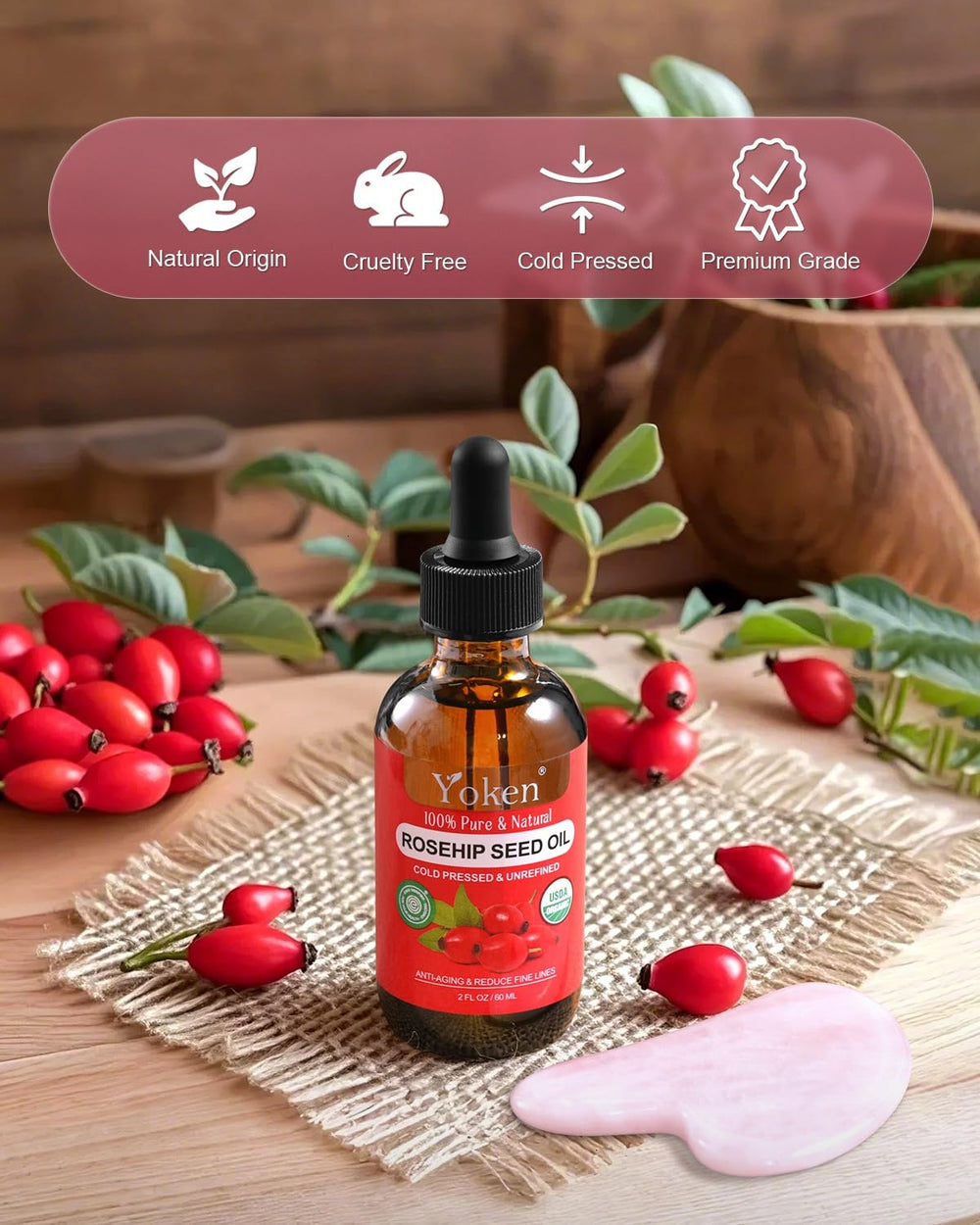 Massage doux et nourrissant avec l huile Yoken rose musquée.