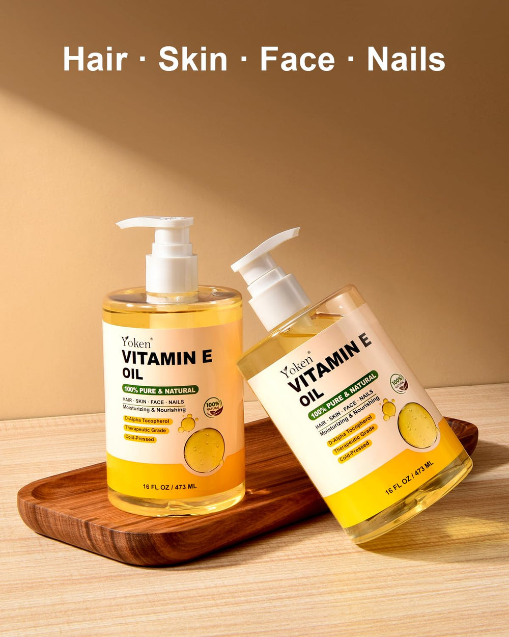 Huile vitamine E Yoken idéale pour le soin corporel quotidien.