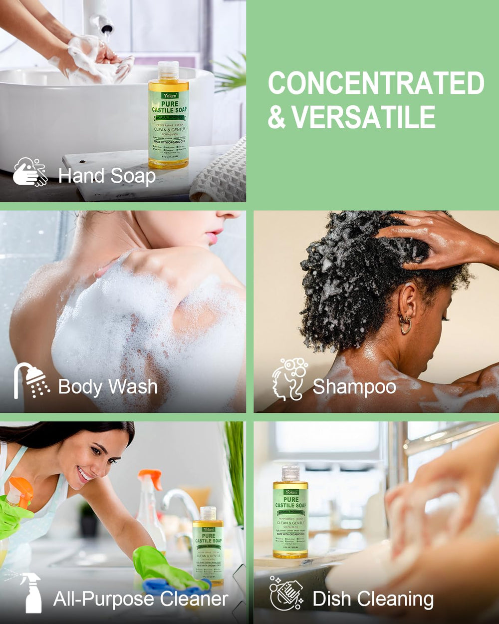 Utilisation pour le lavage du corps et des mains avec menthe rafraîchissante.
