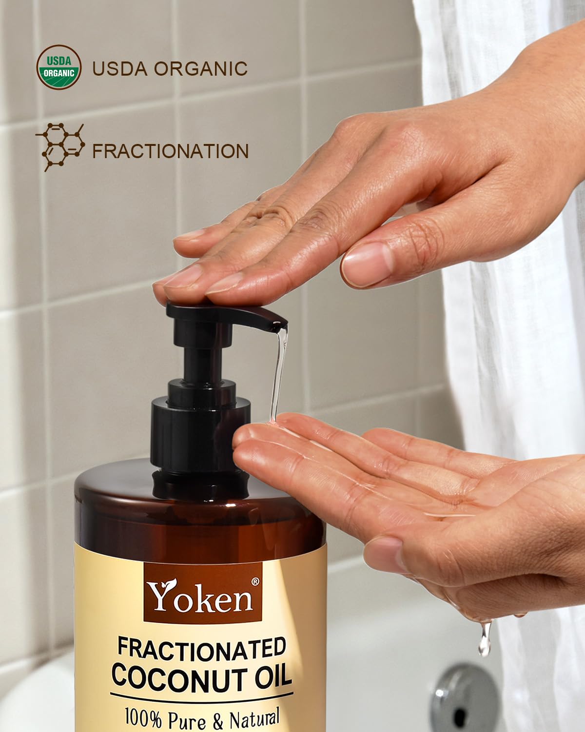 Yoken Coconut Oil label highlights USDA Organic quality and usage notes