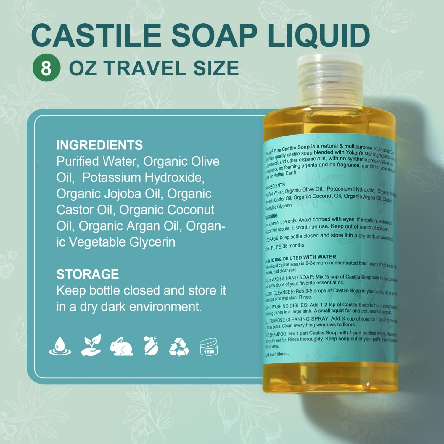Certifiée par l’EWG: savon Castille liquide respectueux de l’environnement.