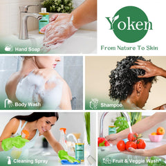 Yoken sans parfum, savon Castille liquide, idéal pour peaux sensibles et voyages.