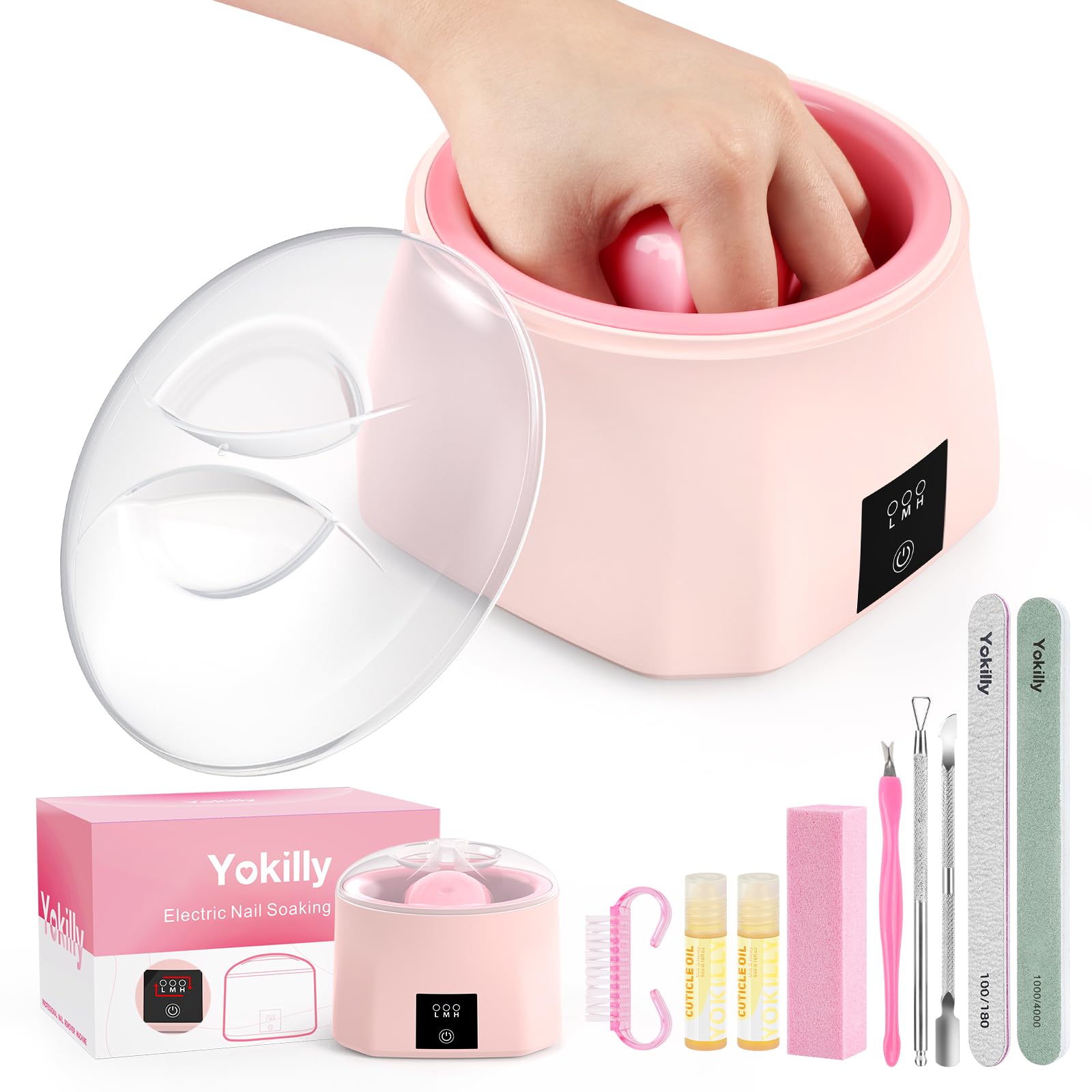 Yokilly bain d’ongles chauffant pour un retrait fluide à domicile.