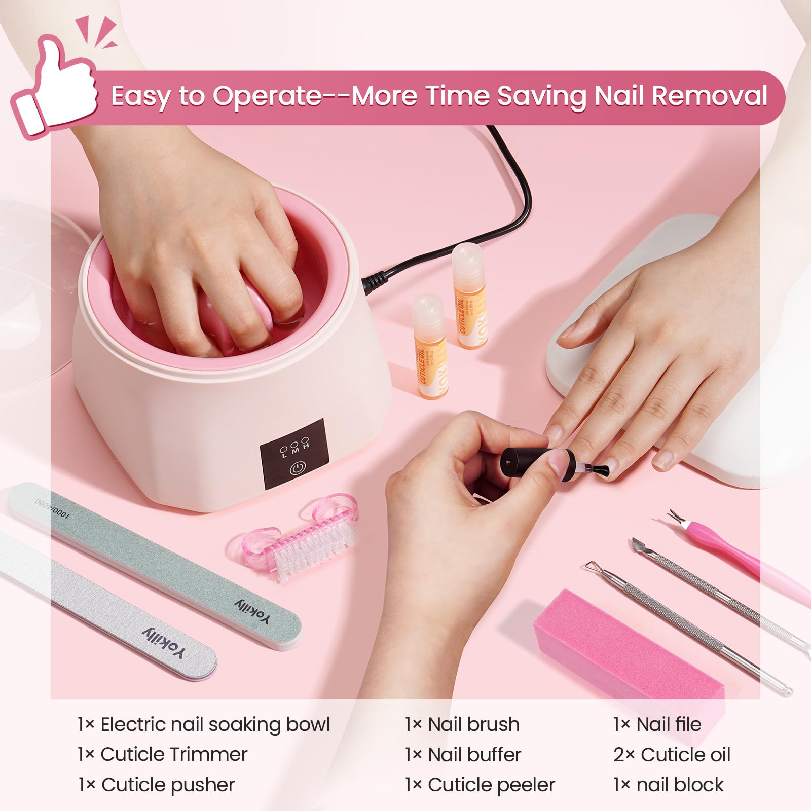 Yokilly bain d’ongles rapide et efficace pour le retrait à domicile.