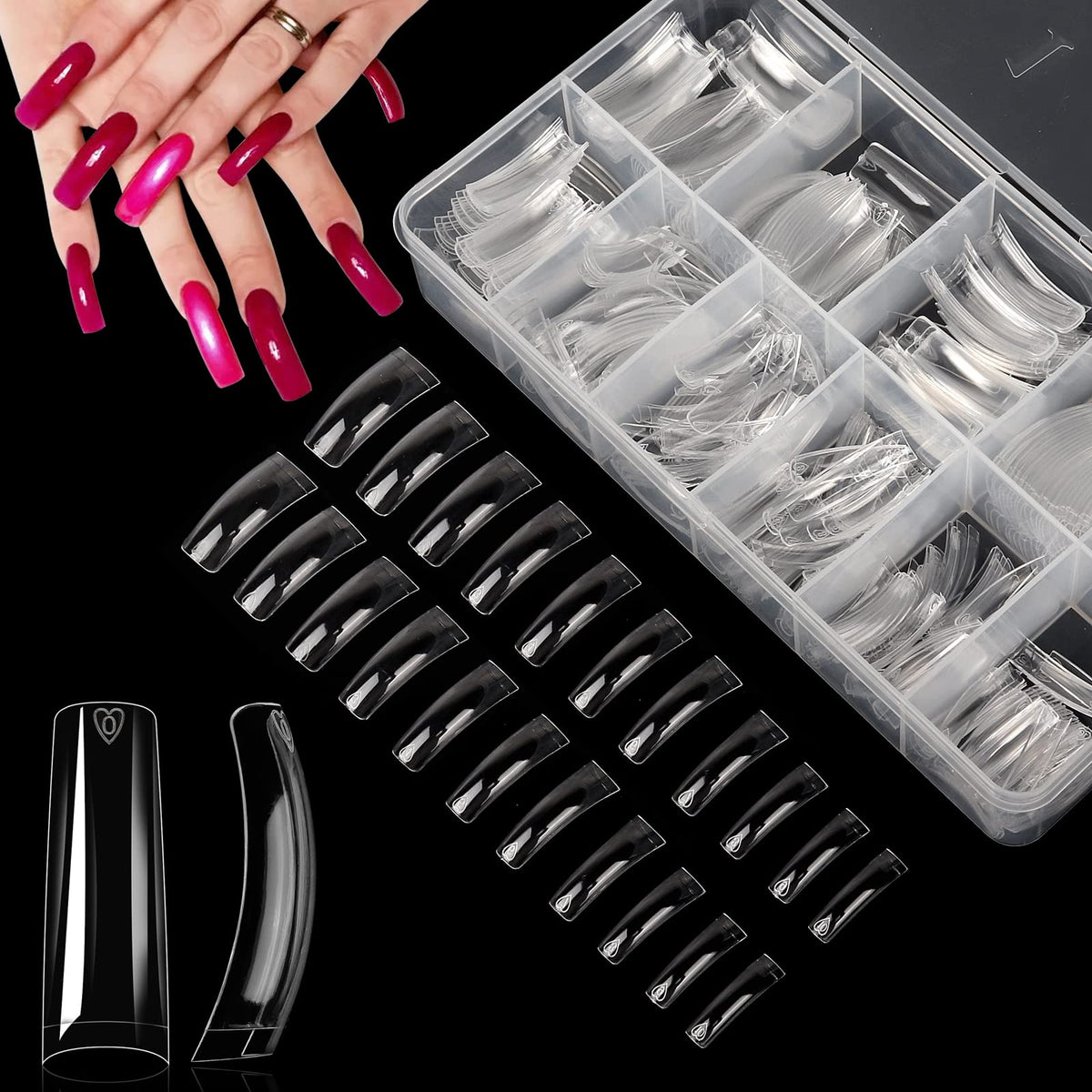 Ongles Yokilly en forme cercueil clairs pour une application précise et durable.