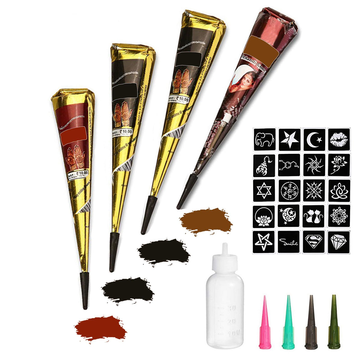 Yomagine tatouages temporaires avec cornets de pate faciles à appliquer.