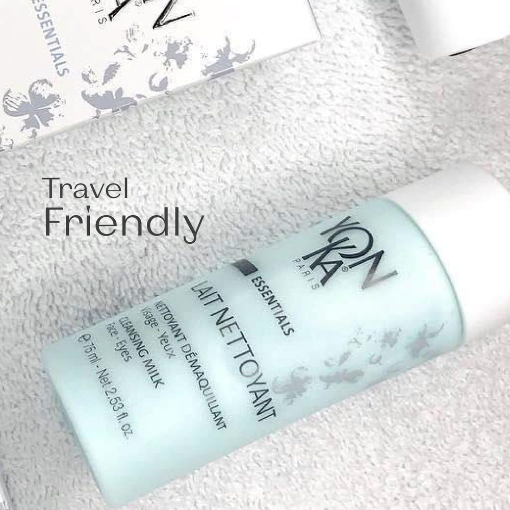 Application quotidienne du Yon-Ka Lait Nettoyant en démaquillage sensoriel.