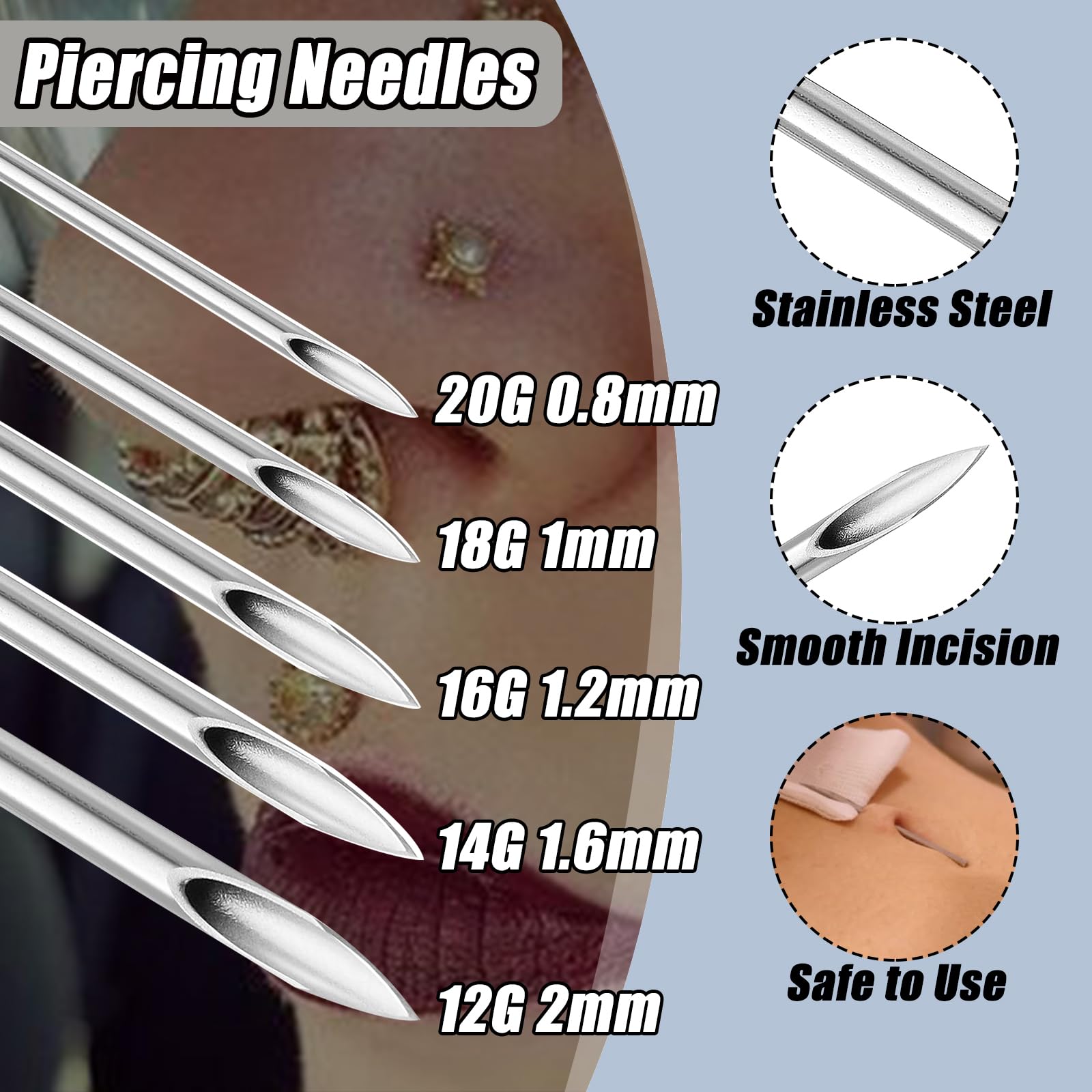 Aiguille Yongda 18G 316L avec pointe affûtée pour insertion propre.
