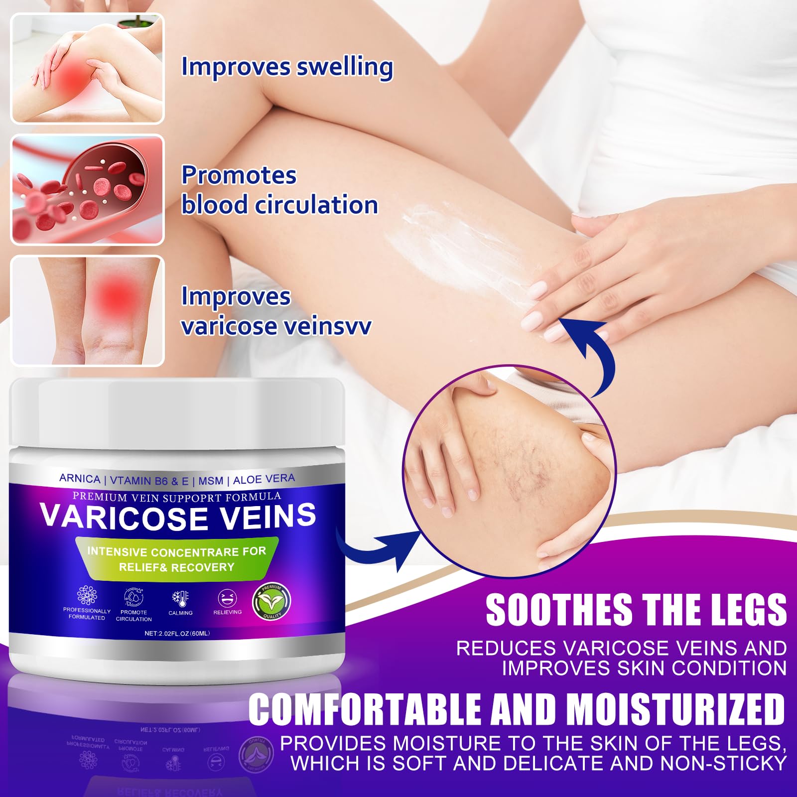 Absorption rapide de la crème Yongsenina Varices sans résidu gras.