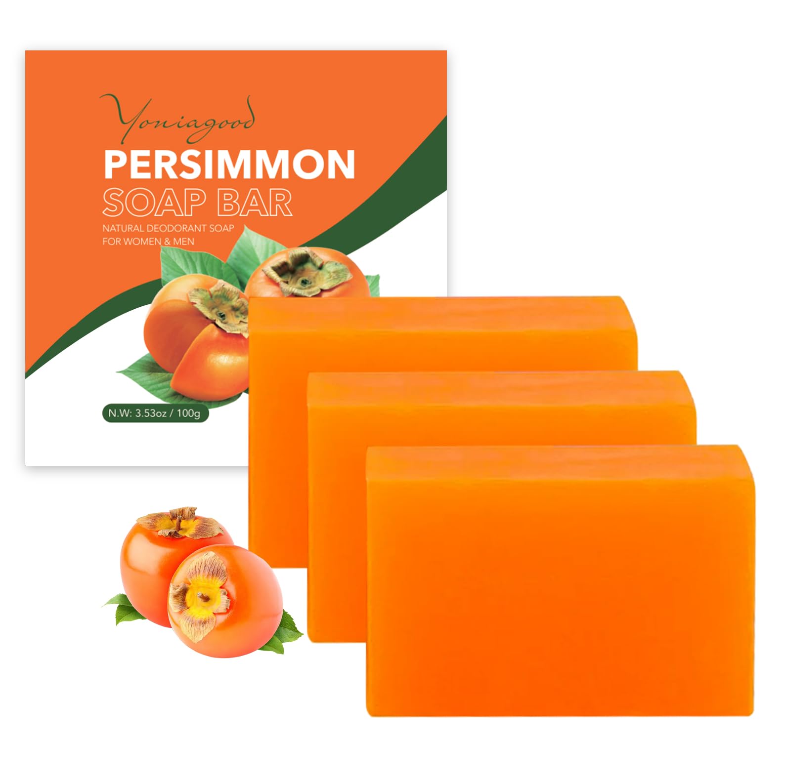 yoniagood Persimmon deodorant soap bar creates a fresh lather for odor control
