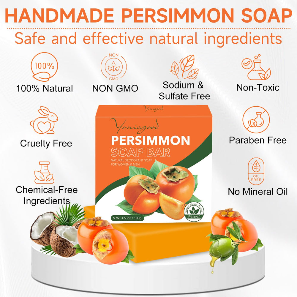 yoniagood Persimmon packaging shown as eco friendly for gifting or travel