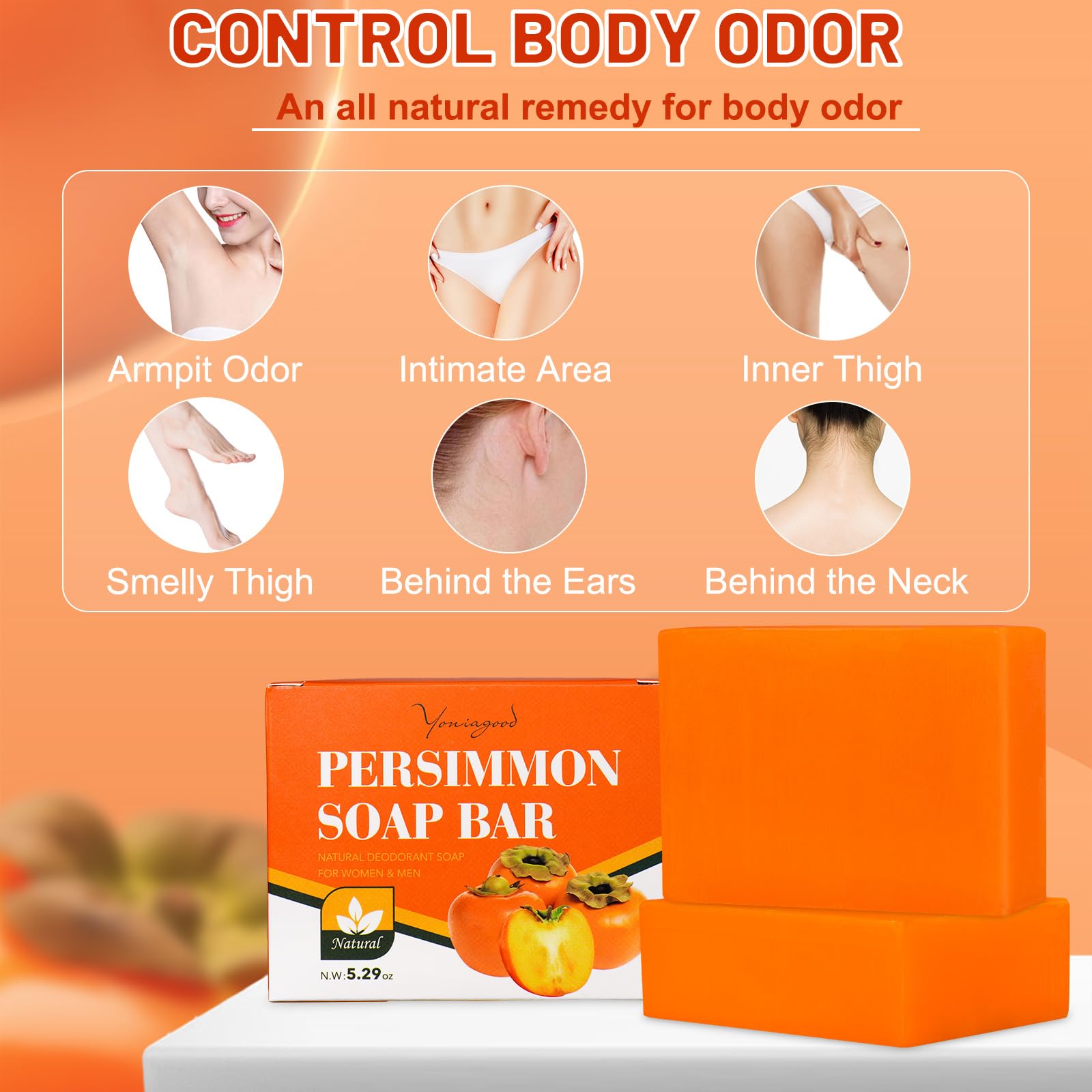 yoniagood savon persimmon – mousse légère et douceur après douche.