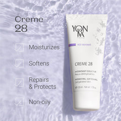 Yonka Age Defense Crème 28 – texture légère, confort immédiat pour peau déshydratée.