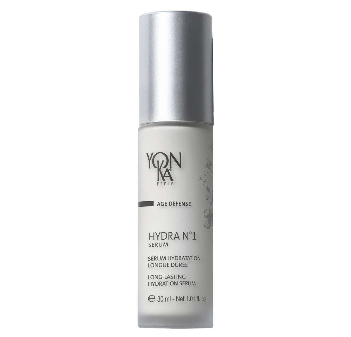 Bouteille Yon-Ka Age Defense Hydra N°1 Sérum, hydratation durable pour peaux sèches.