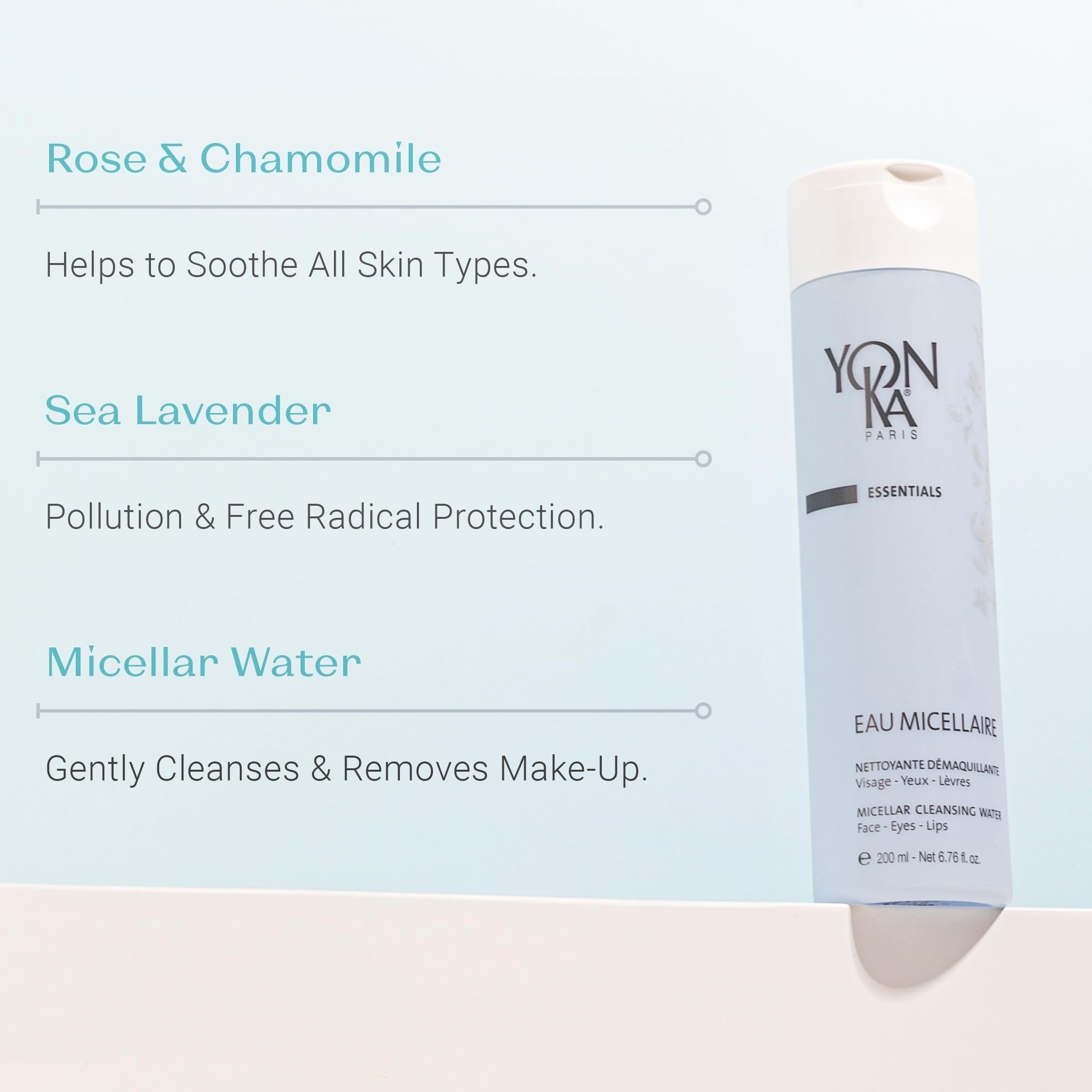 Yonka Eau Micellaire : purification des impuretés sans effort sur la peau.