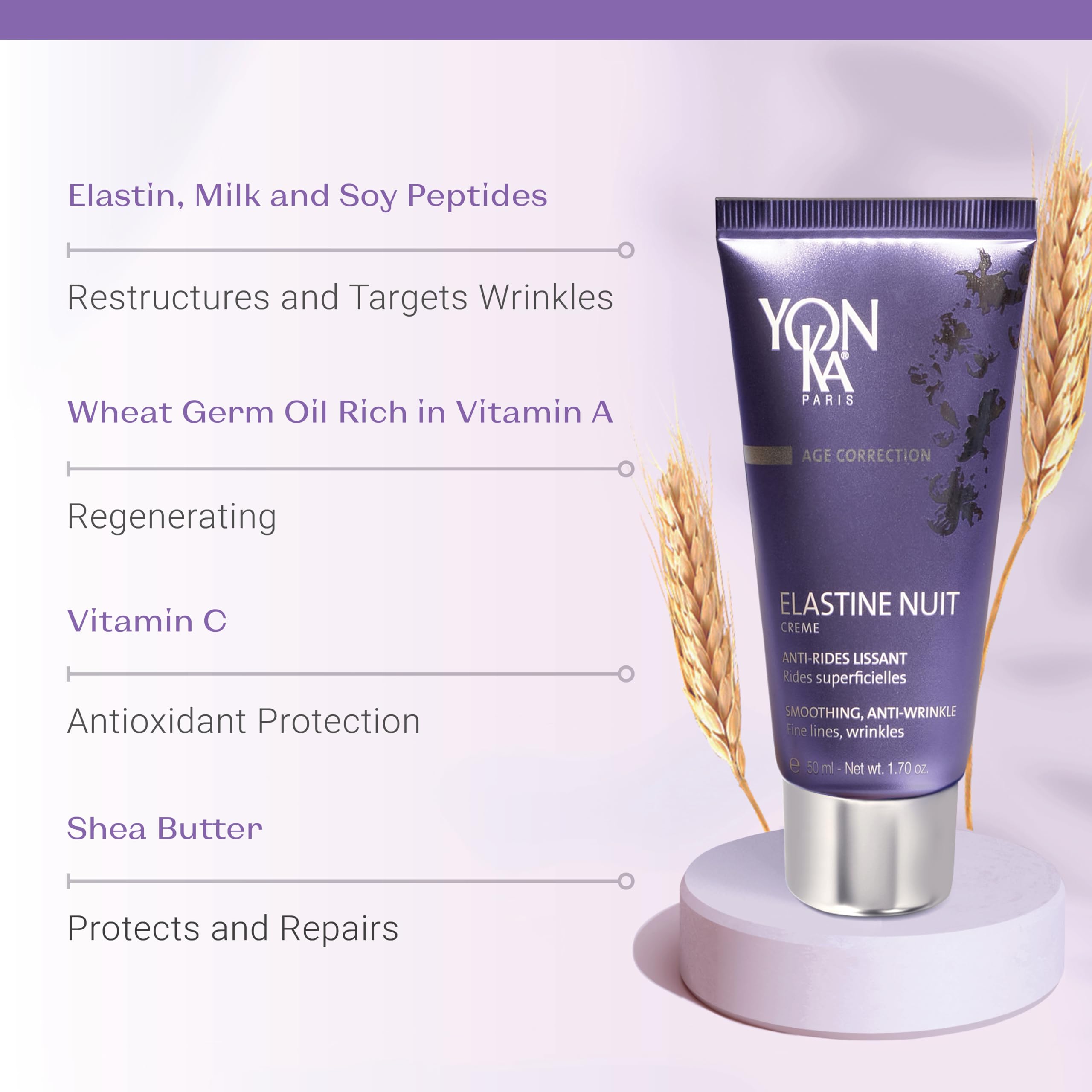 Soin visage cou et yeux Yon-Ka Elastine Nuit pour un effet repulpant