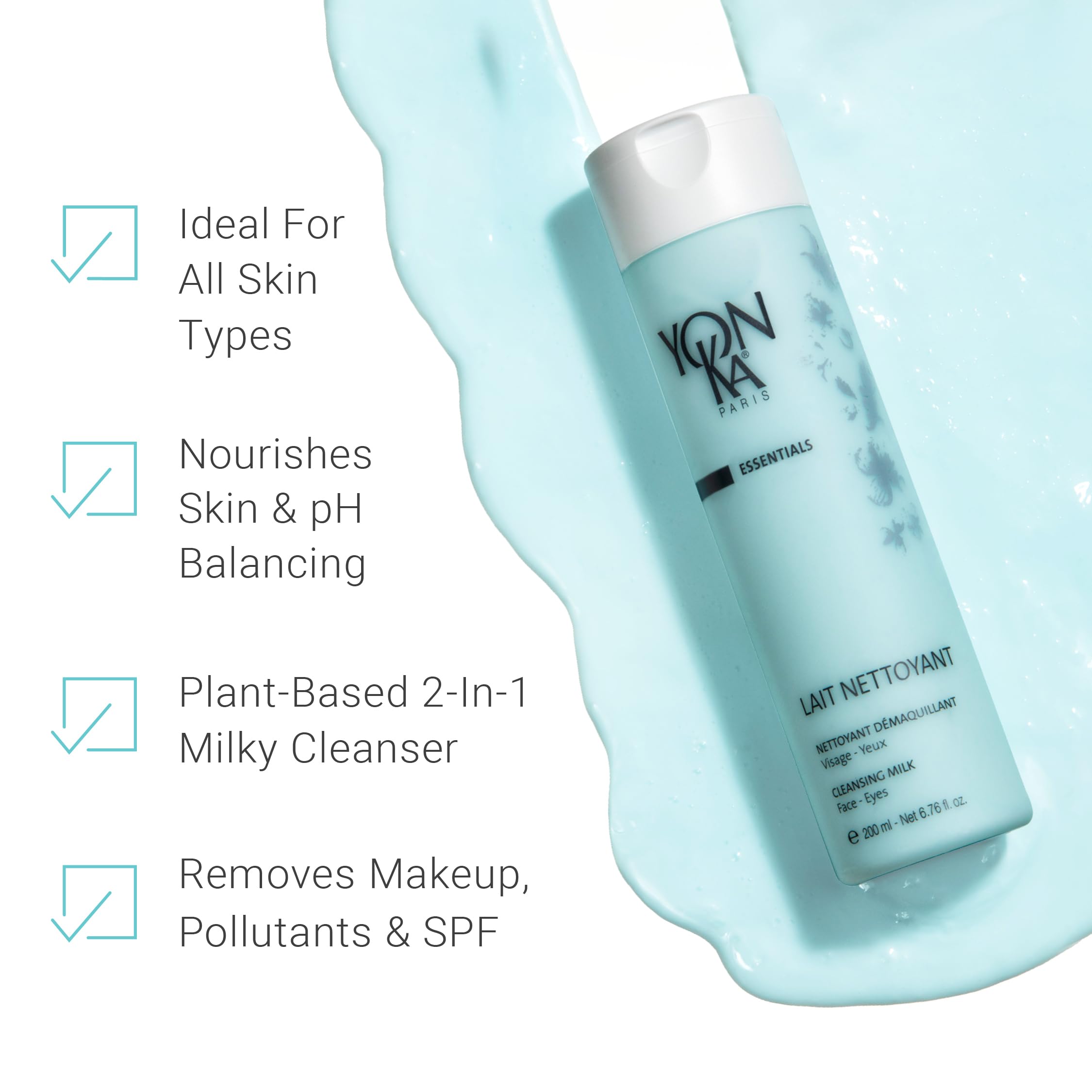 Yon-Ka Lait Nettoyant s’applique sur le visage et les yeux en massage doux.