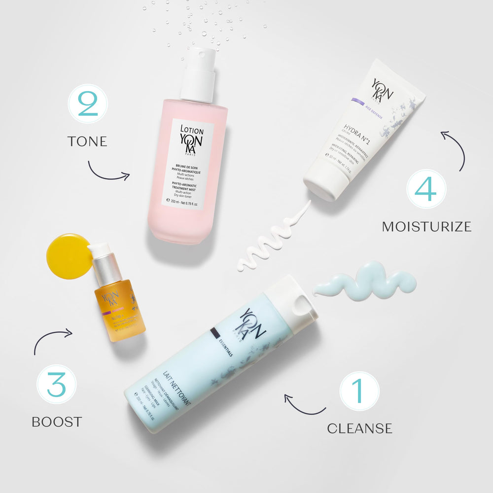 Yon-Ka Lait Nettoyant facilite le démaquillage quotidien et le rituel de soin.
