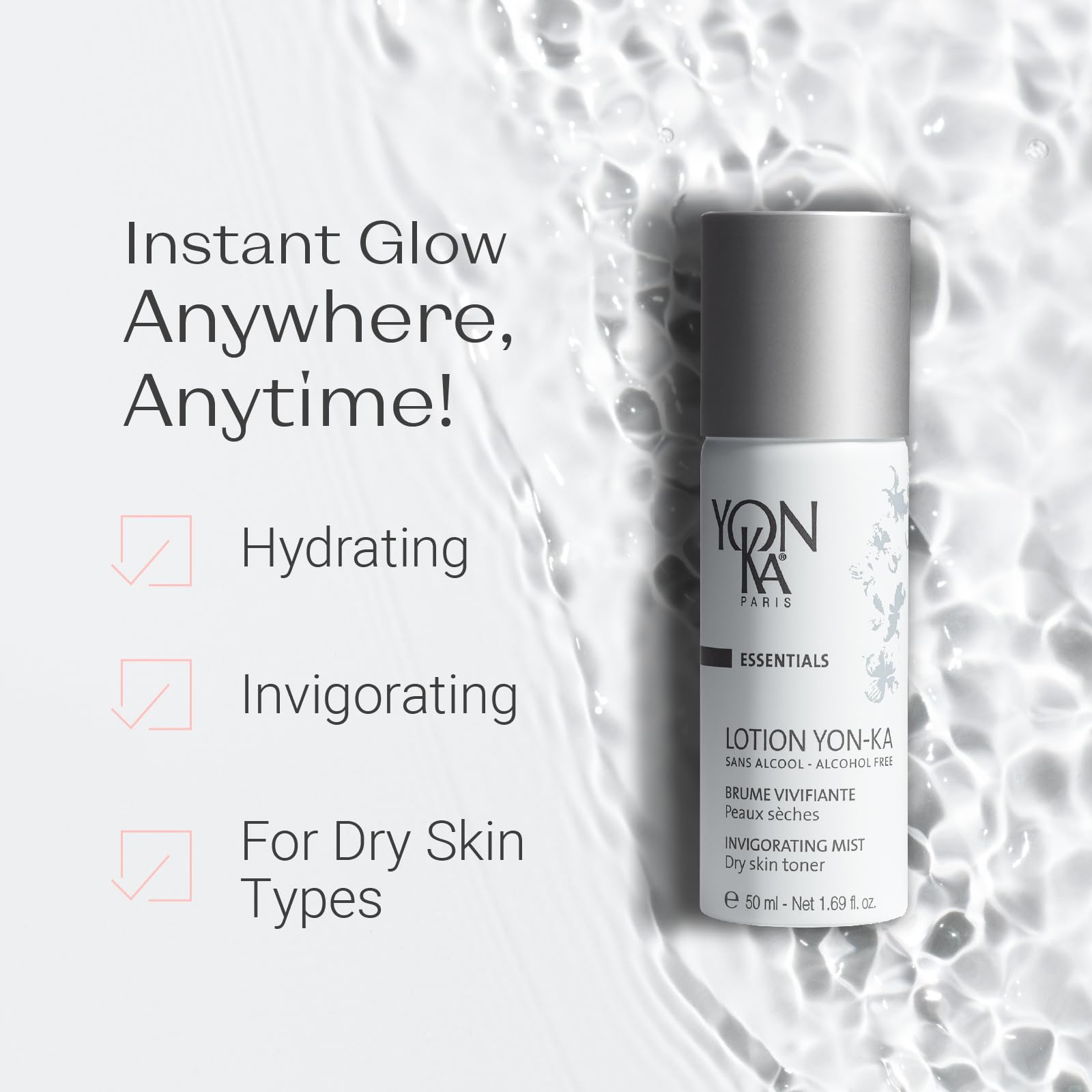 YonKa Lotion PS Toner : flacon 50 ml prêt à l’emploi pour les déplacements.