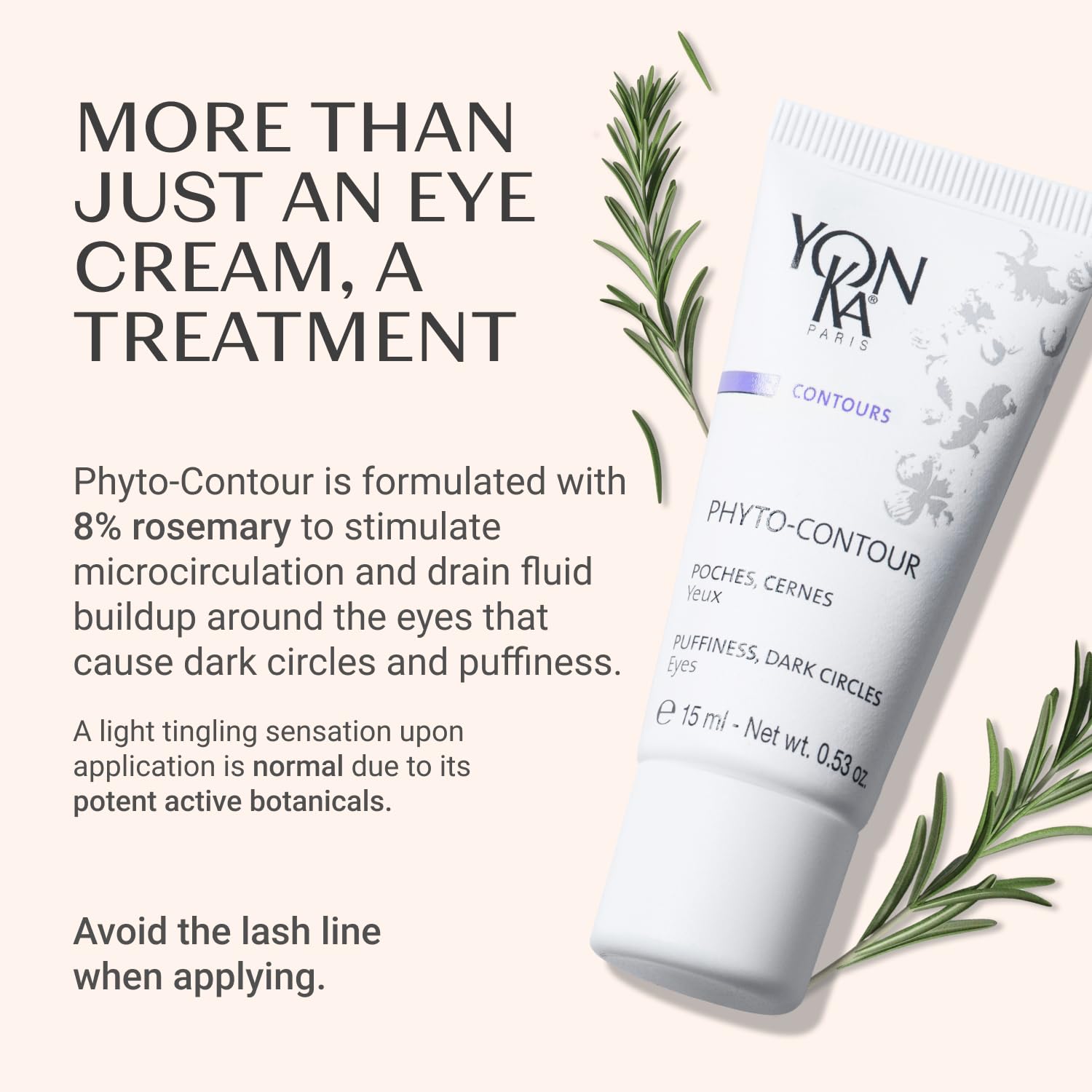 Application matin et soir de Yonka Phyto-Contour sur yeux et lèvres.