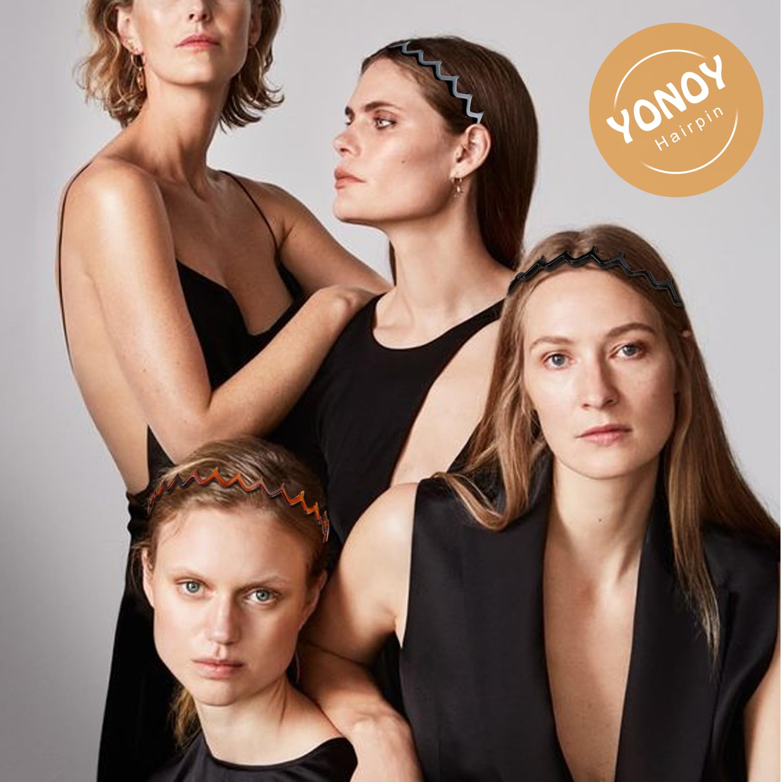 Bandeau YONOY dent-requin zigzag couleur tortue pour style décontracté