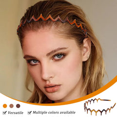 Bandeau YONOY dent-requin zigzag noir brossé porté avec cheveux relevés