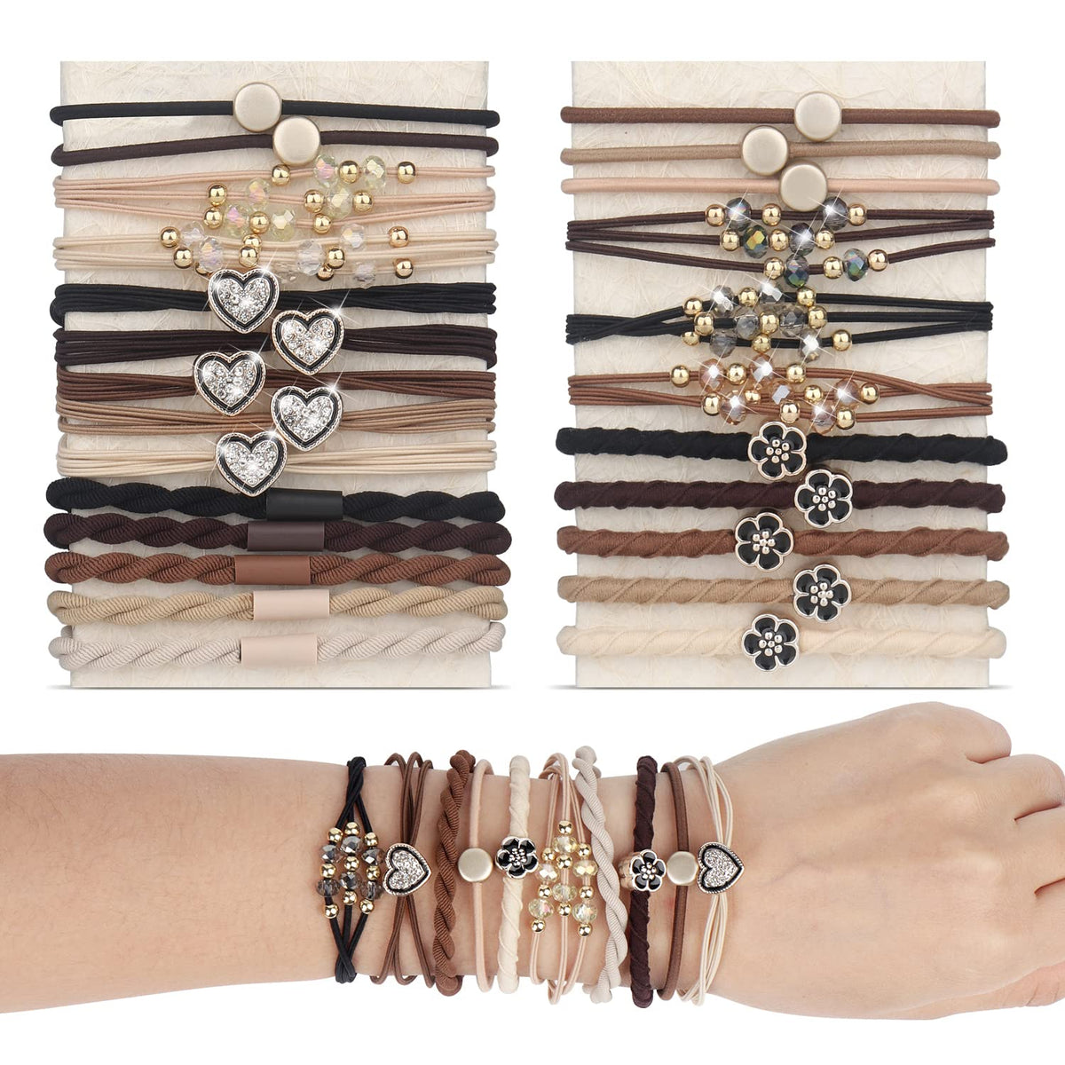 Bandes YONOY bohème 25 pièces, polyvalentes pour coiffure et bracelet.
