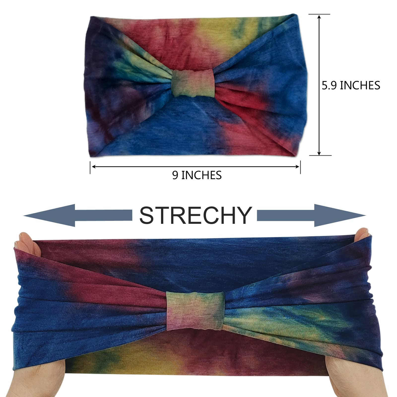 Bandeau Yonuf boho bleu tie-dye idéal pour voyage et usage quotidien.
