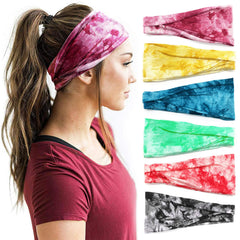 Bandeaux YONUF Boho tie-dye, ensemble six-pack, parfaits pour yoga et sport.