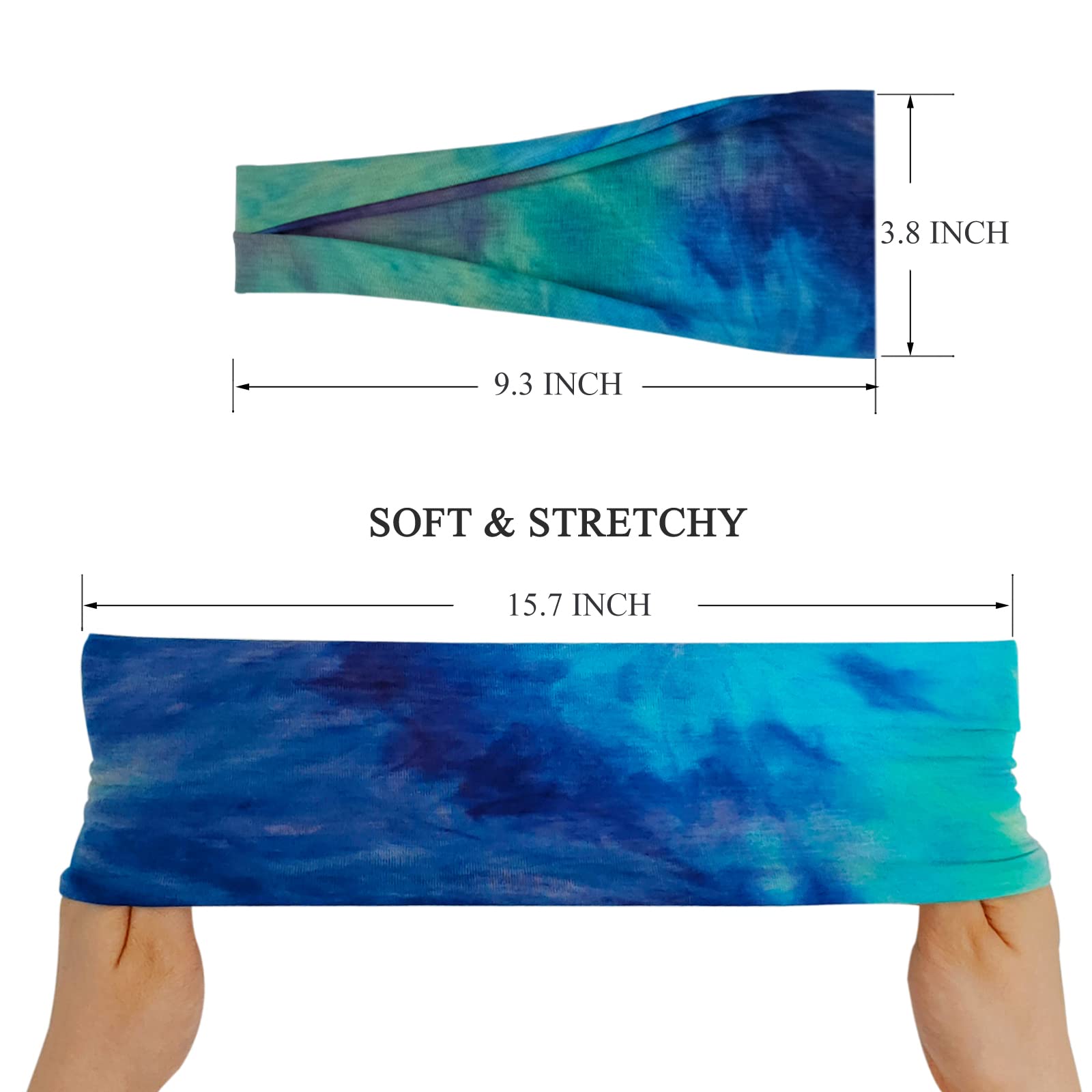 Bandeau YONUF lot de six, couleurs imprimé multicolore polyvalentes.