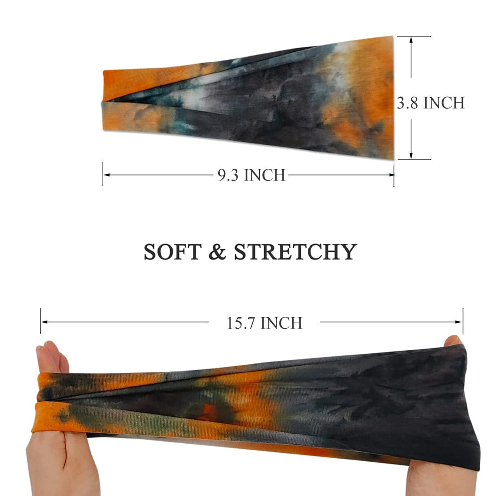 Bandeaux YONUF tie-dye grand format, polyvalents pour yoga et fitness.
