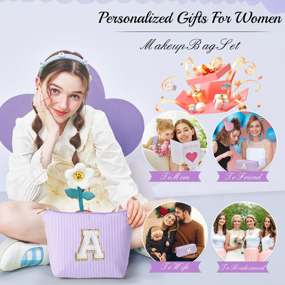 YOOLIFE pochette monogramme violet – idéale pour le maquillage quotidien.
