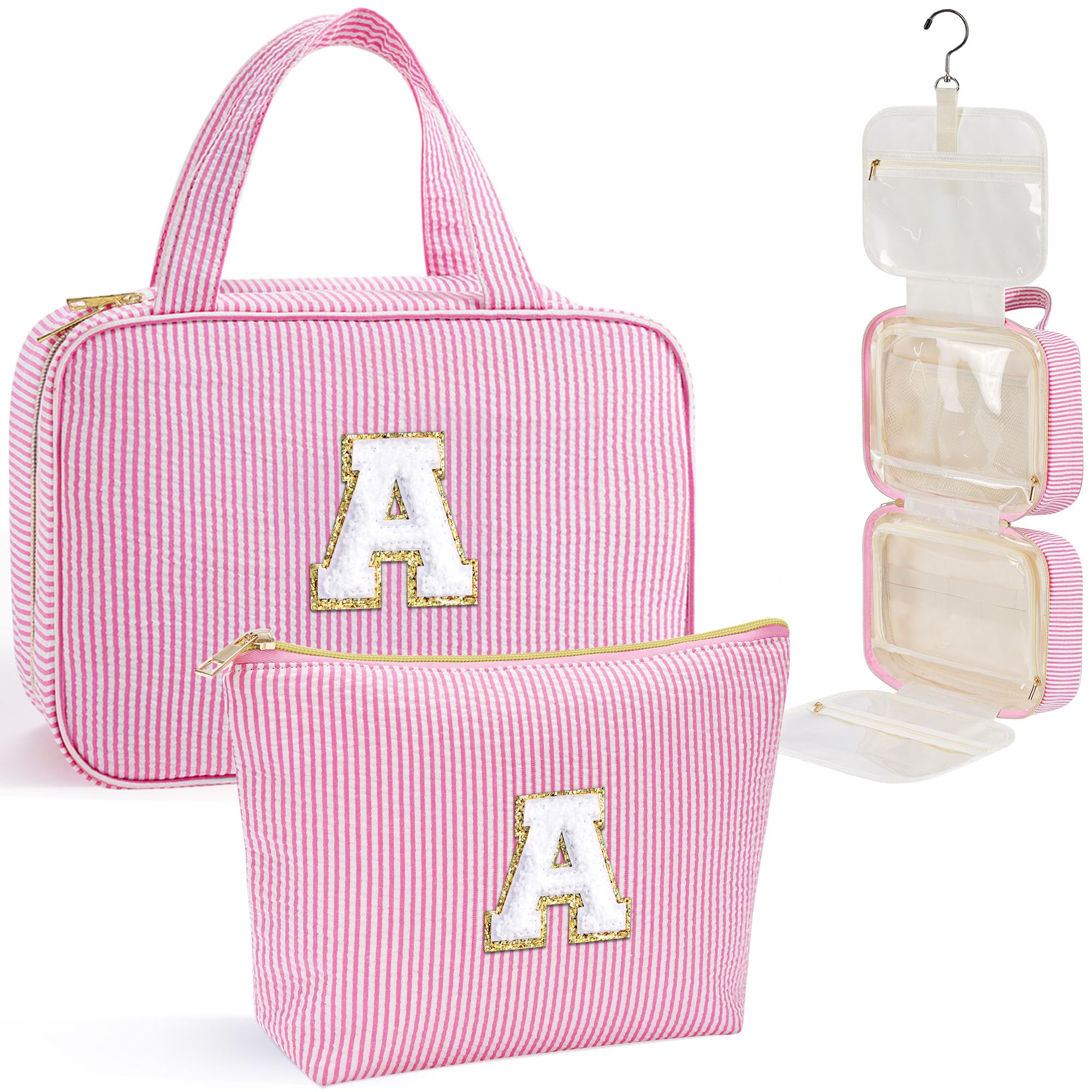 YOOLIFE sac toilette pendu rose, ouverture 360 pour un accès rapide.