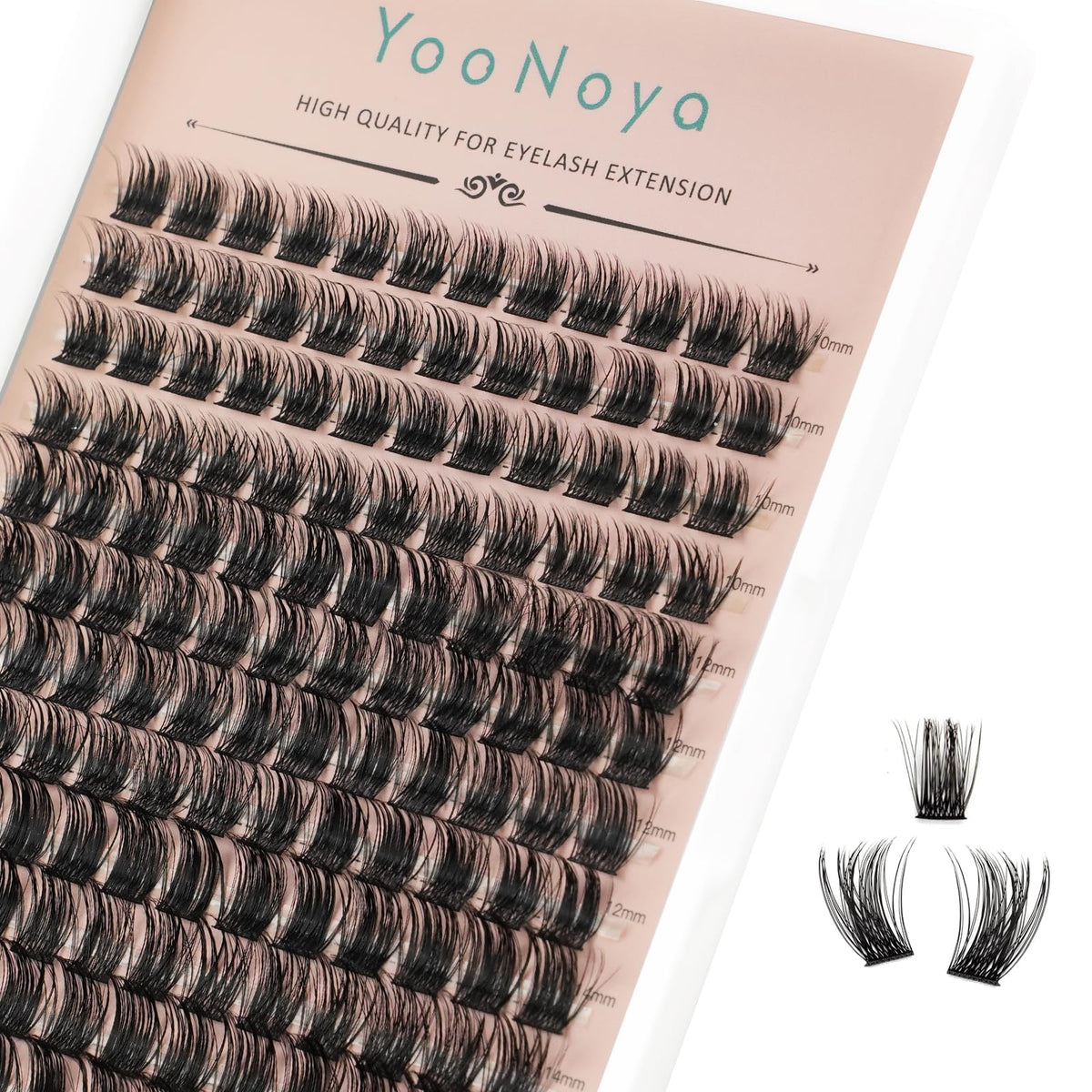 YOONOYA grappes cils 144 pièces, mélange 10-14 mm, rendu naturel et durable.