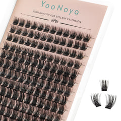 YOONOYA grappes cils 144 pièces, mélange 10-14 mm, rendu naturel et durable.