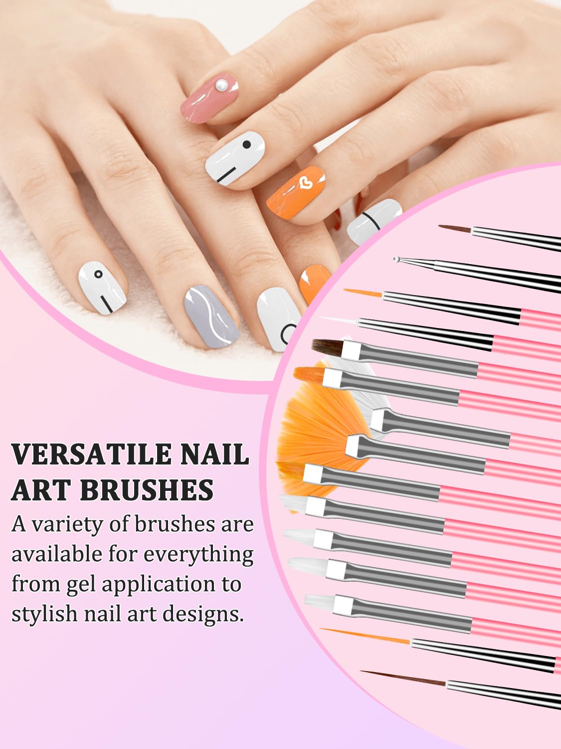 YOOVR ensemble pinceaux art ongles 15 pour tous les gestes de peinture et dégradés.