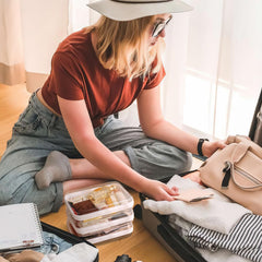 Pochette zippée transparente YOPCDJ ouverte pour visualiser le contenu