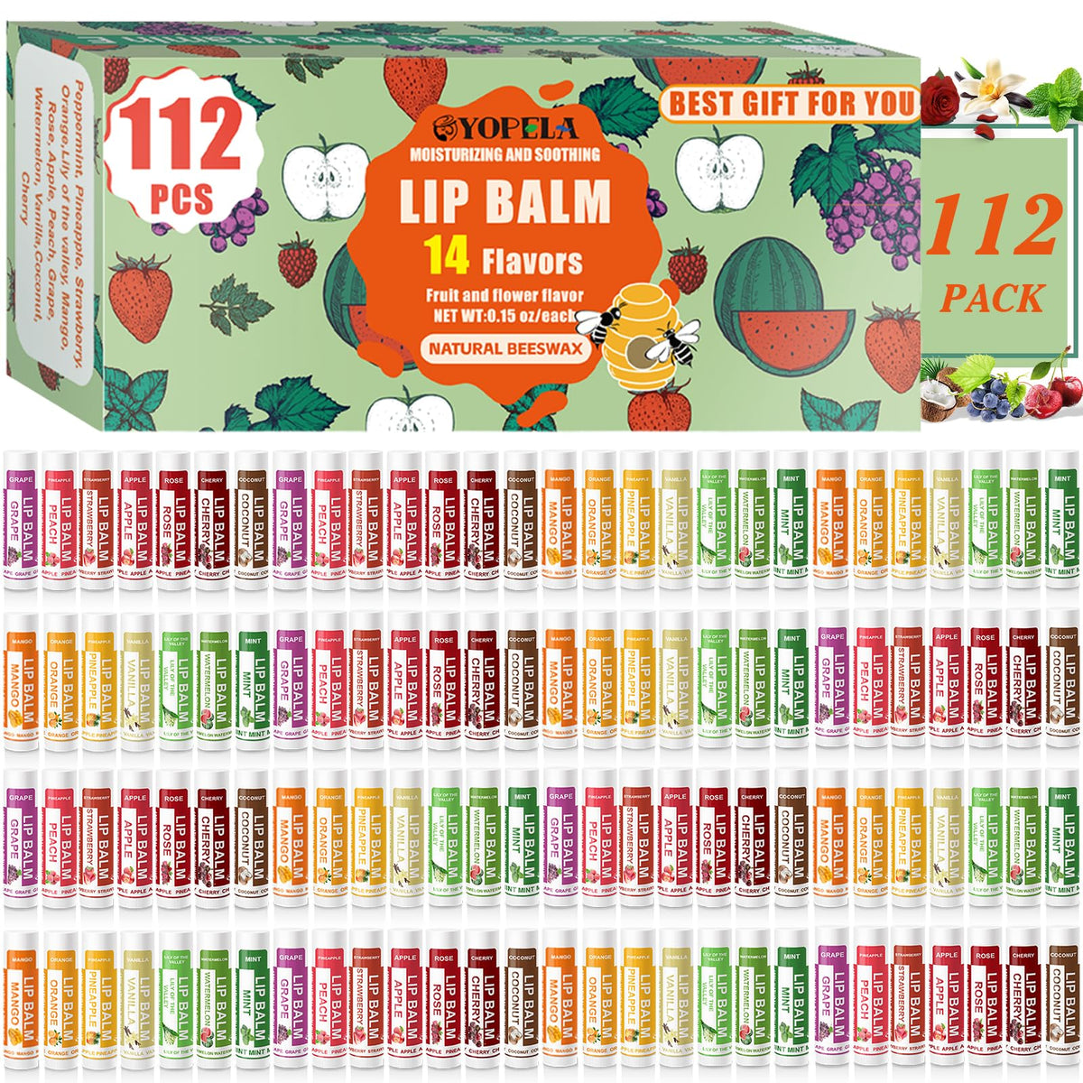 Baume lèvres Yopela naturel en flacon offrant une hydratation durable.