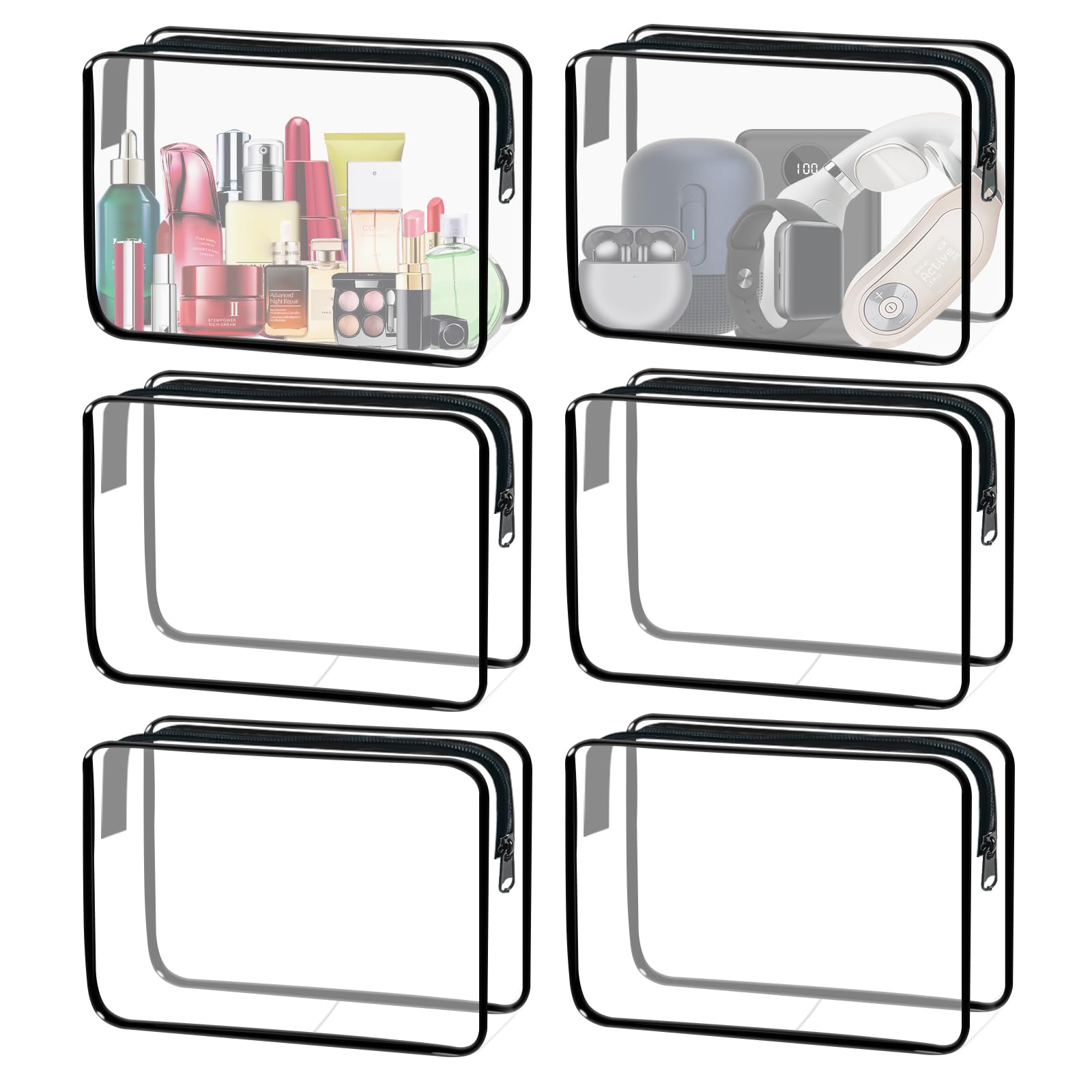 YOQIVEXU sac maquillage transparent ensemble, rangement pratique et visible pour voyage