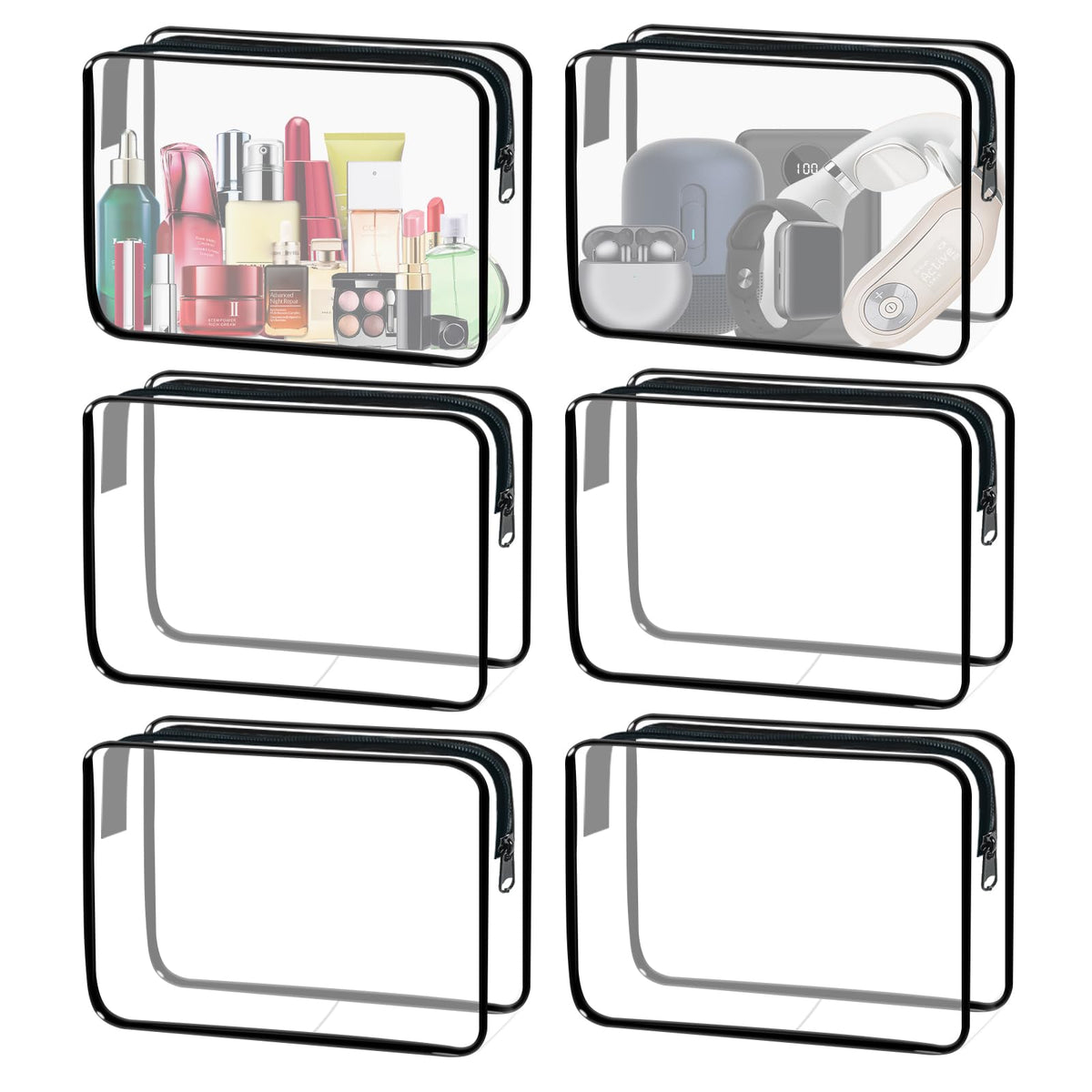 YOQIVEXU sac maquillage transparent ensemble, rangement pratique et visible pour voyage