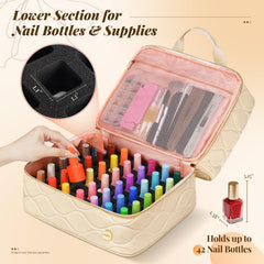 Couche inférieure avec poche zippée en maille pour outils et accessoires.