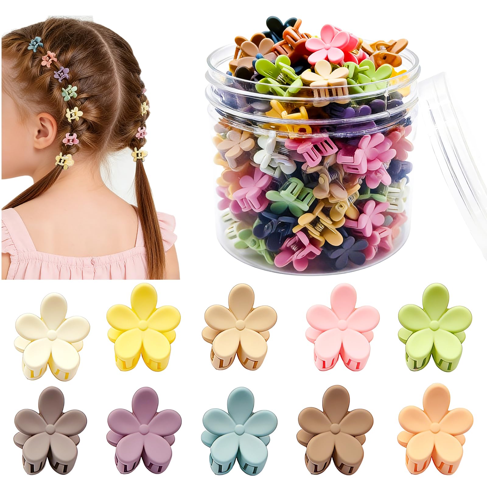 Pinces fleurs mini colorées YosaiHom pour cheveux d'enfants, parfaites pour coordonner les tenues.