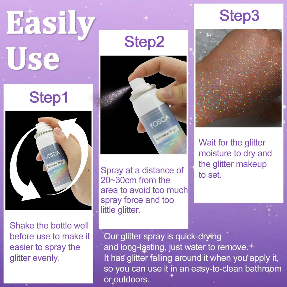 Yosca Glitter Application Rapide, parfait pour look événementiel.