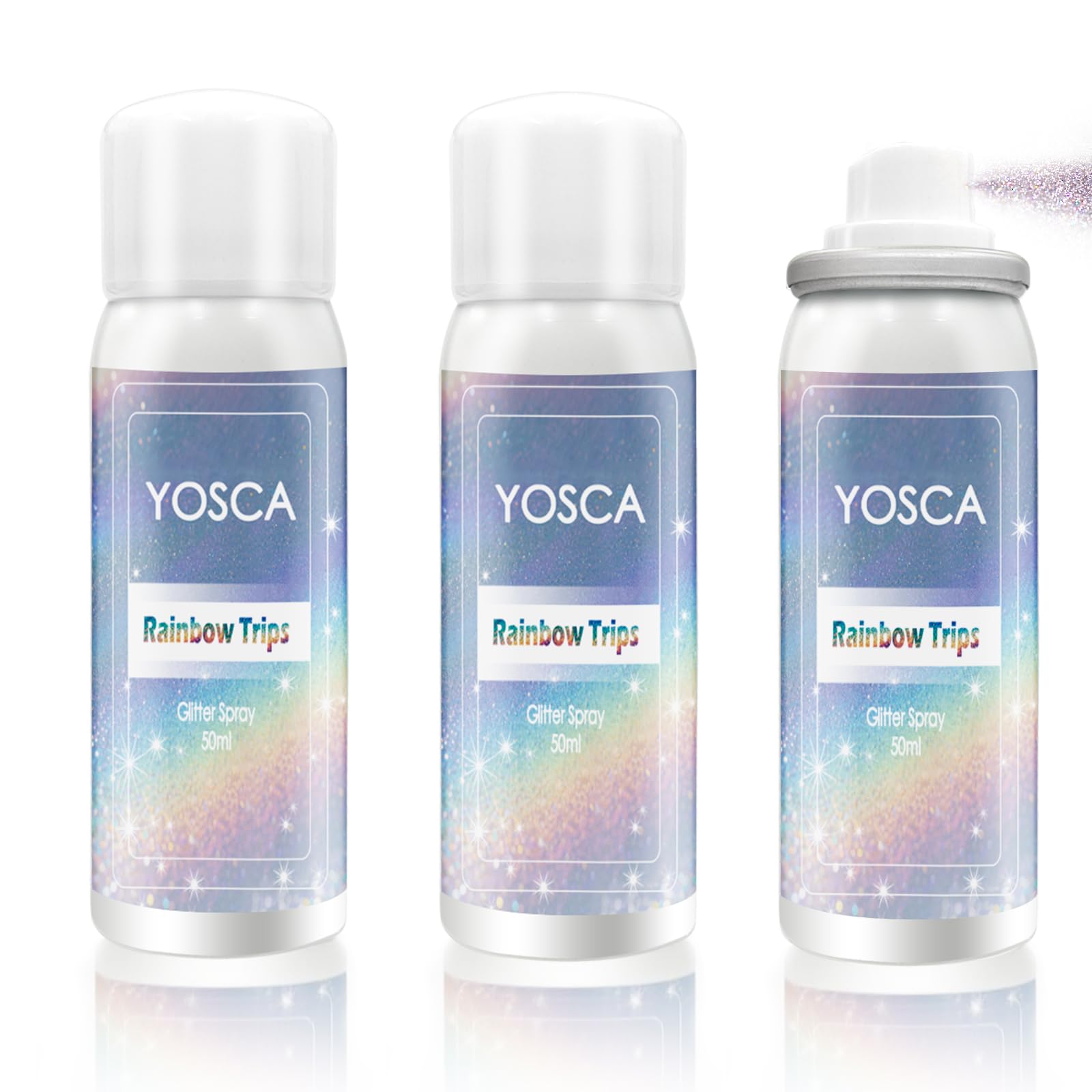 Yosca Glitter Bouteille 50ml, brillance portable et rapide à appliquer.
