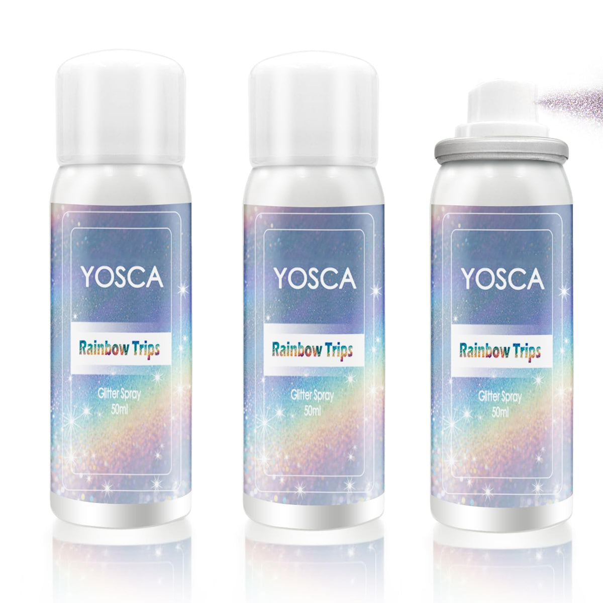 Yosca Glitter Bouteille 50ml, brillance portable et rapide à appliquer.