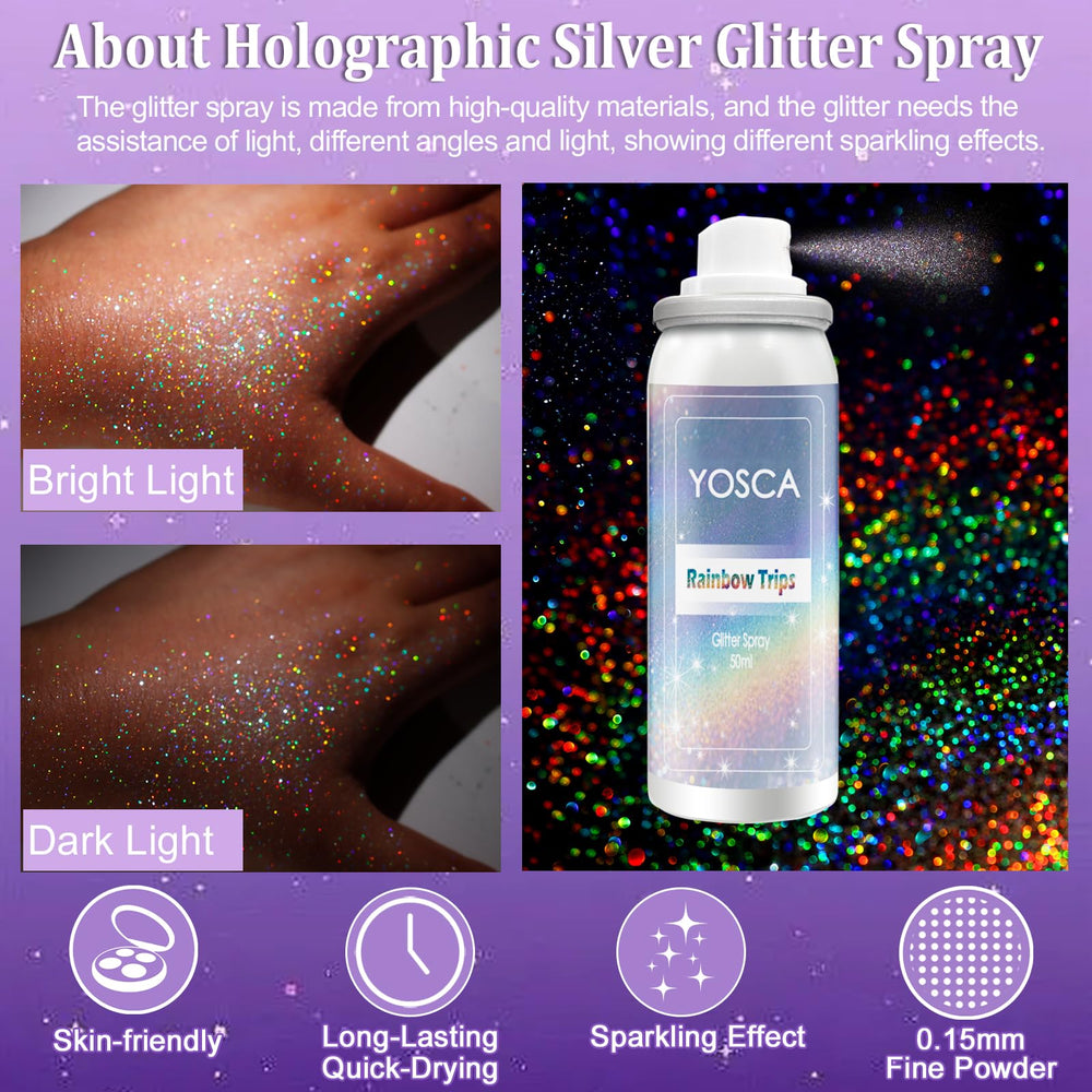 Yosca Glitter Trio Bouteilles 50ml, kit pratique pour partage entre amis.